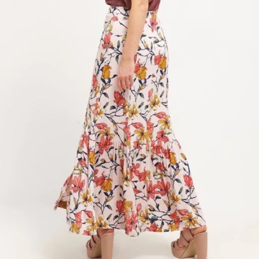 Free People Smooth Sailing Floral Maxi Skirt 12 Button Front Boho NWT